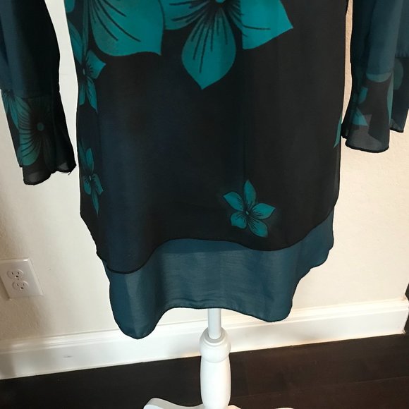 Teal Green Tunic Top with Peplum - M - Picture 8 of 10